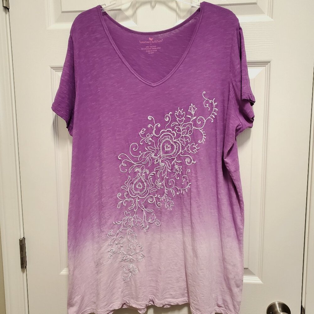V-Neck Embroidered Ombre Summer Tunic